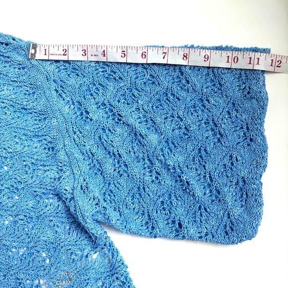 Chico’s Patrice Shrug Linen Blend Cardigan Sweater 3/4 Sleeves Manganese Blue - Picture 5 of 15